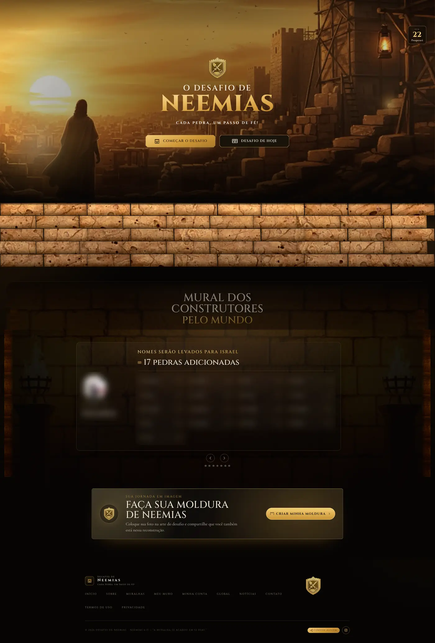 Site do Desafio de Neemias, case da Zero Filmes