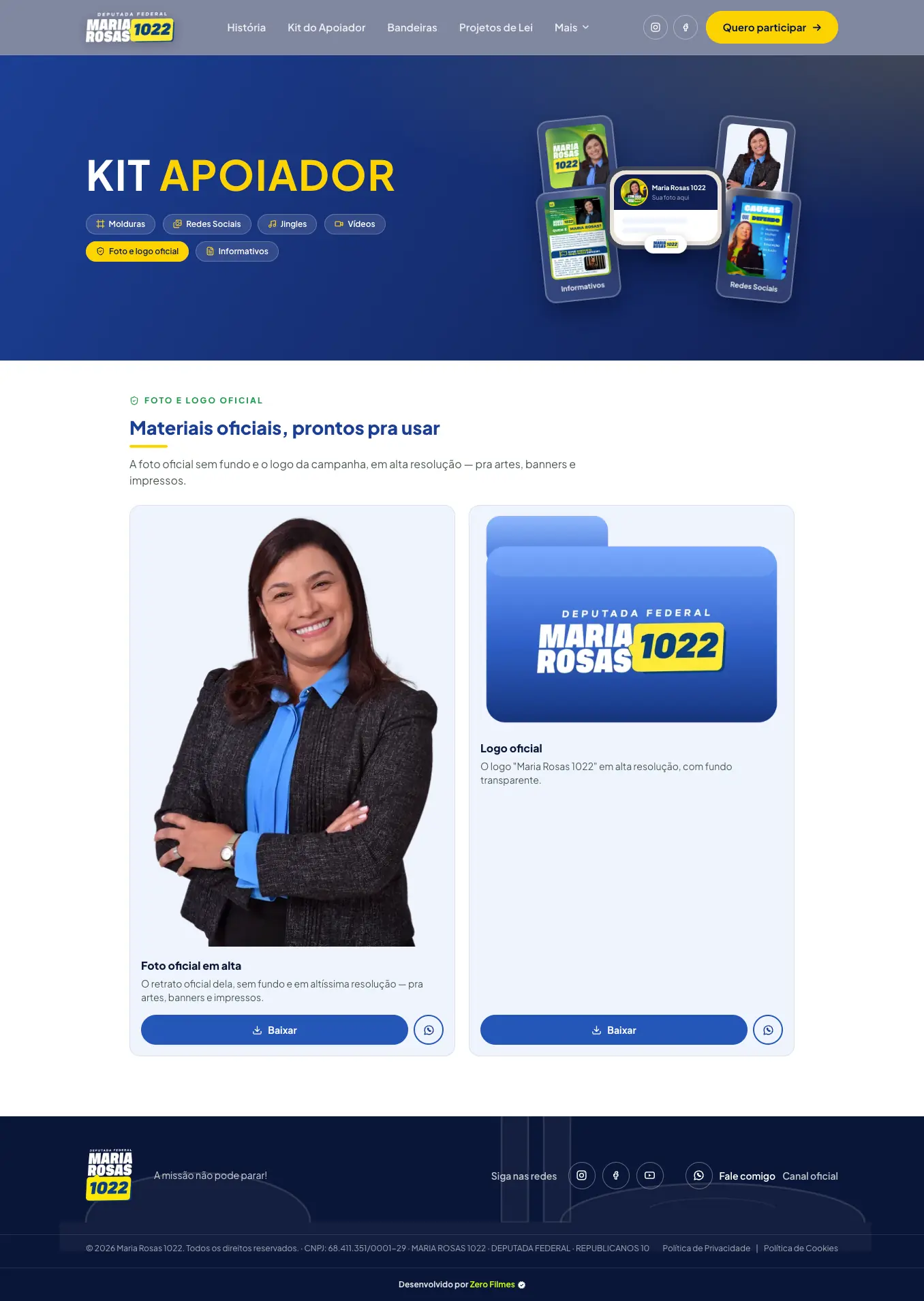 Maria Rosas — Site — Kit do Apoiador — foto e logo oficial
