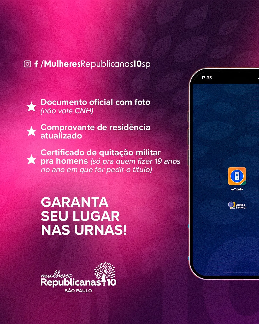 Garanta seu lugar nas urnas